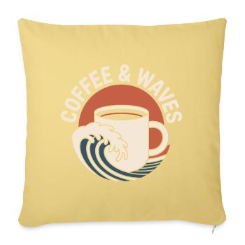 Vagues de café, surf, Plage de surfeurs de Café et Vagues - Housse de coussin décorative 45 x 45 cm - jaune délavé - Devant