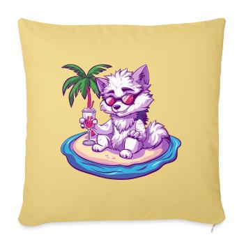Palmier d’été Wolf - Housse de coussin décorative 45 x 45 cm - jaune délavé - Devant