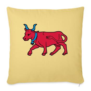 dessin vache rouge vecteur boucher éleveur Béarn - Housse de coussin décorative 45 x 45 cm - jaune délavé - Devant