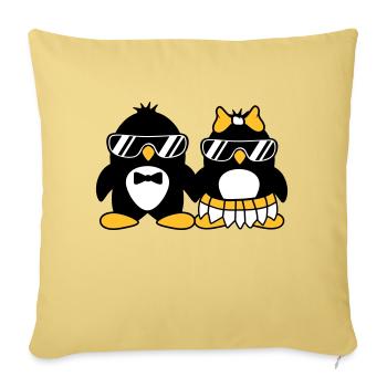 pingouin couple amour paerchen amoureux lunettes de soleil - Housse de coussin décorative 45 x 45 cm - jaune délavé - Devant