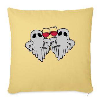 2 Wein trinkende Geister - Sofakissenbezug 45 x 45 cm - Hellgelb - Vorne