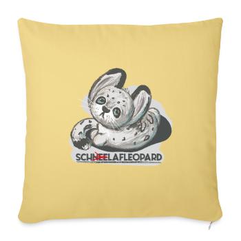 Schlafmütze Krissi, Schneeleopard - Sofakissenbezug 45 x 45 cm - Hellgelb - Vorne