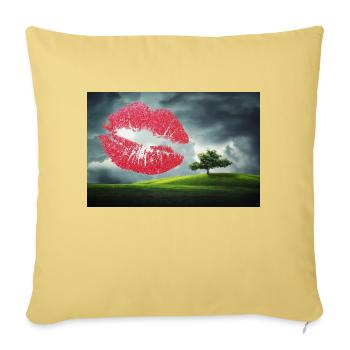 Baiser de la Saint-Valentin. - Housse de coussin décorative 45 x 45 cm - jaune délavé - Devant