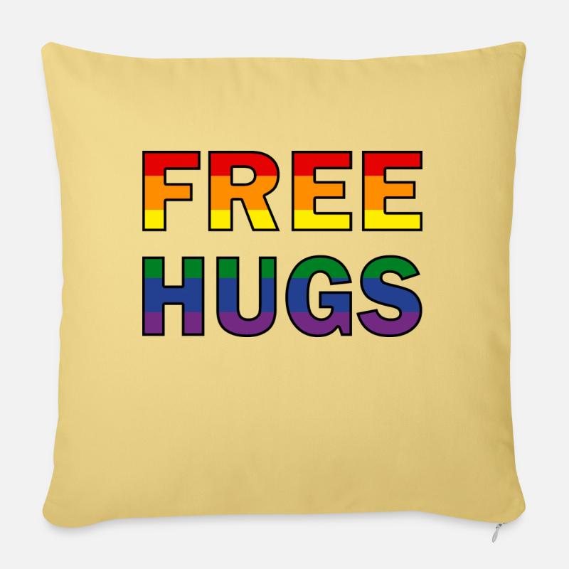 Free Hugs Regenbogenfahne - Sofakissenbezug 45 x 45 cm - Hellgelb