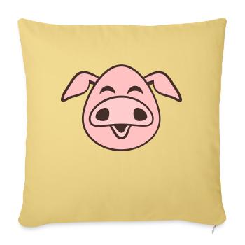 Visage De Cochon Animal Amour Petit Cochon Mignon - Housse de coussin décorative 45 x 45 cm - jaune délavé - Devant