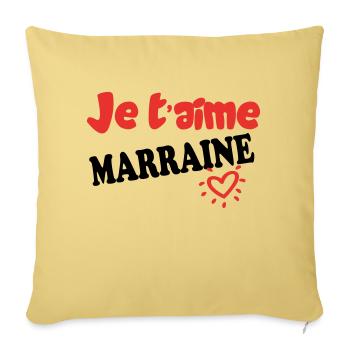 Je t'aime MARRAINE - Housse de coussin décorative 45 x 45 cm - jaune délavé - Devant