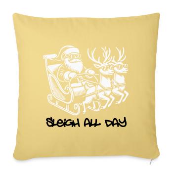 Glacière Père Noël – Traîneau toute la journée - Housse de coussin décorative 45 x 45 cm - jaune délavé - Devant
