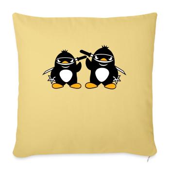 2 Penguins Ninja Samurai Japanese Katana Team Duo - Sofa pillowcase 17,3'' x 17,3'' (45 x 45 cm) - washed yellow - Front