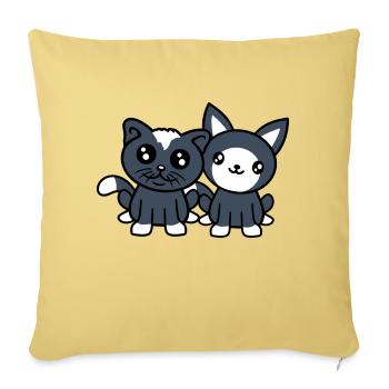 2 chats amis équipe équipage deux chatons de compagnie - Housse de coussin décorative 45 x 45 cm - jaune délavé - Devant
