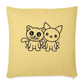 2 chats amis équipe équipage deux chatons de compagnie - Housse de coussin décorative 45 x 45 cm - jaune délavé - Devant