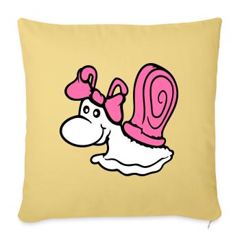 escargot fille femelle mignon jolie femme arc - Housse de coussin décorative 45 x 45 cm - jaune délavé - Devant