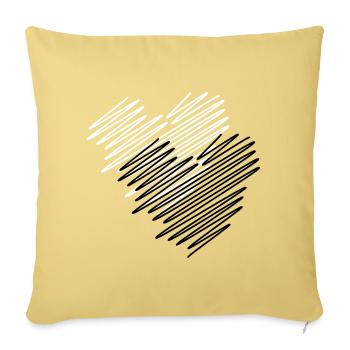 Deux coeurs gribouiller - Housse de coussin décorative 45 x 45 cm - jaune délavé - Devant