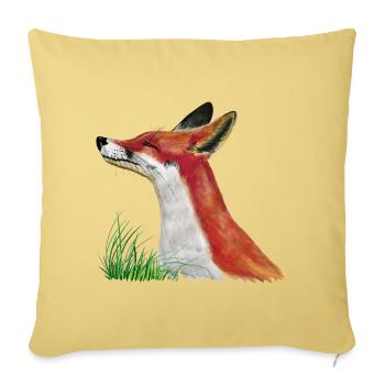 Fuchs schnuppert im Gras - Sofakissenbezug 45 x 45 cm - Hellgelb - Vorne