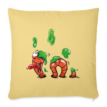Wurm im Glück - Sofakissenbezug 45 x 45 cm - Hellgelb - Vorne
