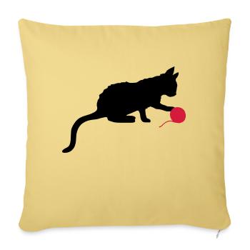 Kitten plays wool ball outline - Sofa pillowcase 17,3'' x 17,3'' (45 x 45 cm) - washed yellow - Front