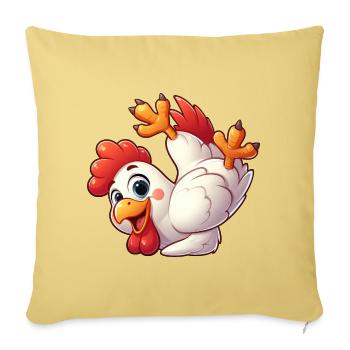 Poule Poule Coq Équilibre Sur La Tête Acrobatiques - Housse de coussin décorative 45 x 45 cm - jaune délavé - Devant