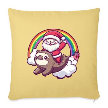 Noël paresseux du Père Noël - Housse de coussin décorative 45 x 45 cm - jaune délavé - Devant