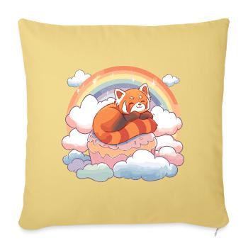 Red Panda in Rainbow Cloud Cake - Sofa pillowcase 17,3'' x 17,3'' (45 x 45 cm) - washed yellow - Front