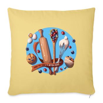 Baking Utensils and Blueberry Muffins Illustration - Sofa pillowcase 17,3'' x 17,3'' (45 x 45 cm) - washed yellow - Front
