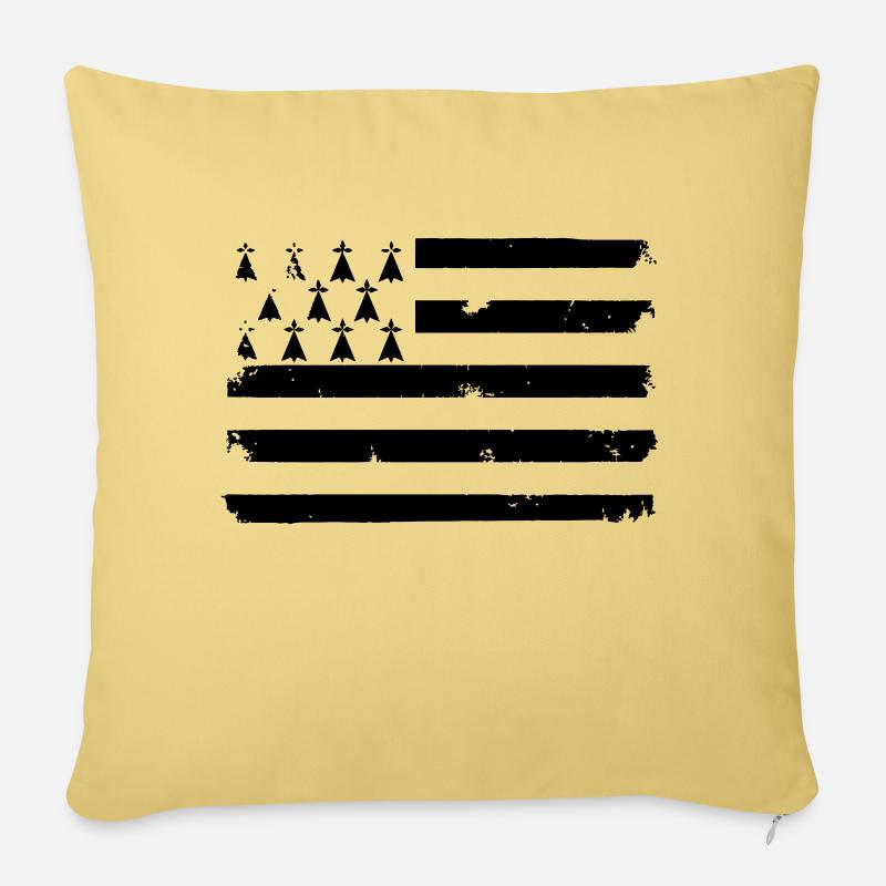 Drapeau breton - Housse de coussin décorative 45 x 45 cm - jaune délavé