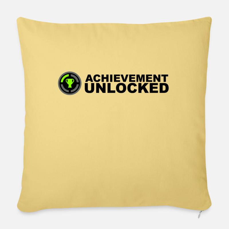 Achievement Unlocked Gamer - Housse de coussin décorative 45 x 45 cm - jaune délavé