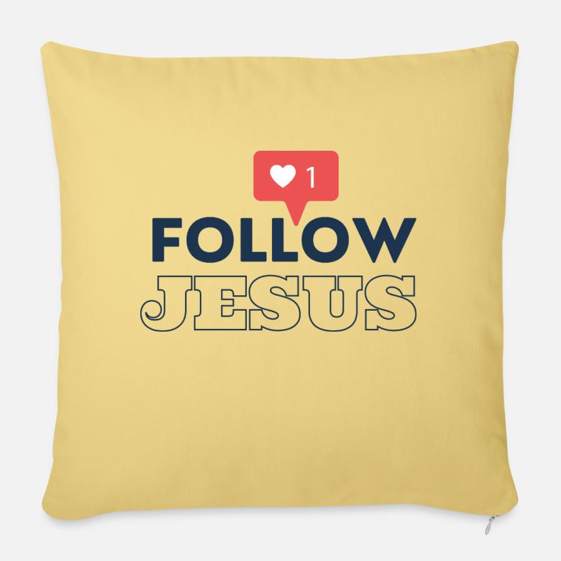 Follow Jesus | Suis Jésus | Successeur de Jésus - Housse de coussin décorative 45 x 45 cm - jaune délavé
