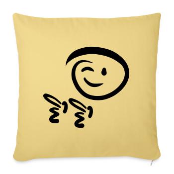 Face winks, shows pistol finger. Emoticon. - Sofa pillowcase 17,3'' x 17,3'' (45 x 45 cm) - washed yellow - Front