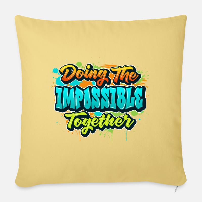 Faire l’impossible ensemble - Housse de coussin décorative 45 x 45 cm - jaune délavé