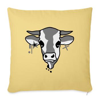 The head of a cow - Sofa pillowcase 17,3'' x 17,3'' (45 x 45 cm) - washed yellow - Front