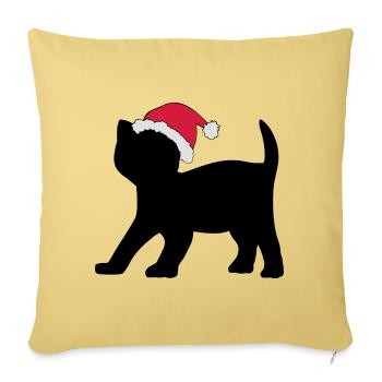 Chaton dans un chapeau de Noël. - Housse de coussin décorative 45 x 45 cm - jaune délavé - Devant