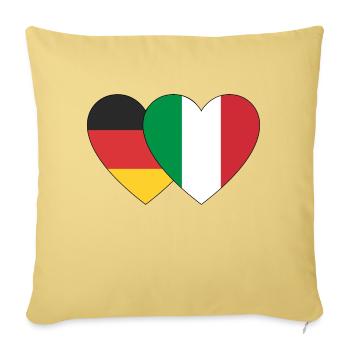 german Italian love with 2 hearts without limits - Sofa pillowcase 17,3'' x 17,3'' (45 x 45 cm) - washed yellow - Front