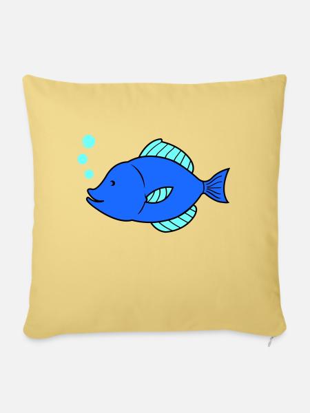 fisch comic - Sofakissenbezug 45 x 45 cm - Hellgelb