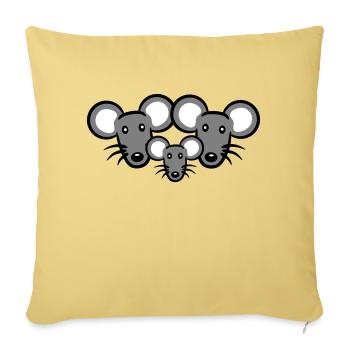 3 Mice Family Child Mom Dad Parents Row Cute - Sofa pillowcase 17,3'' x 17,3'' (45 x 45 cm) - washed yellow - Front