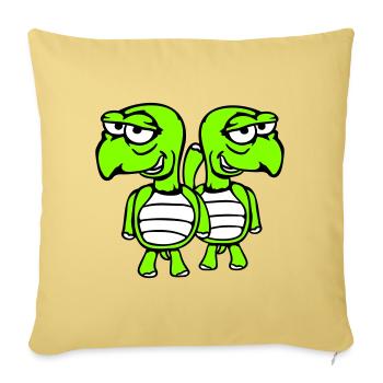 2 tortues amies drôles, idiotes et embarrassantes en équipe - Housse de coussin décorative 45 x 45 cm - jaune délavé - Devant