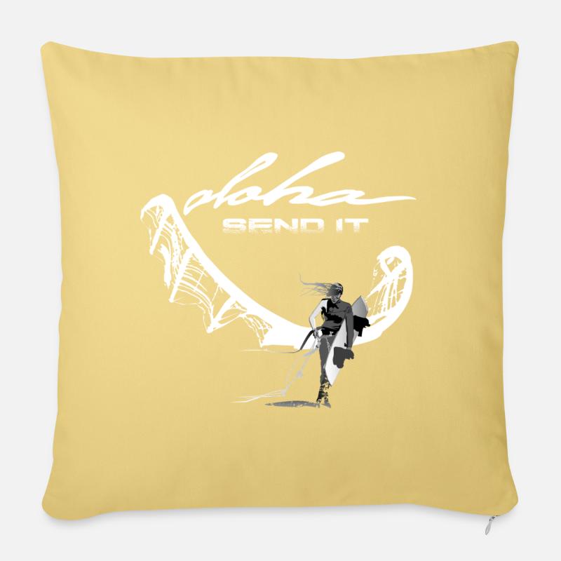Send it Kitesurferin - Sofakissenbezug 45 x 45 cm - Hellgelb