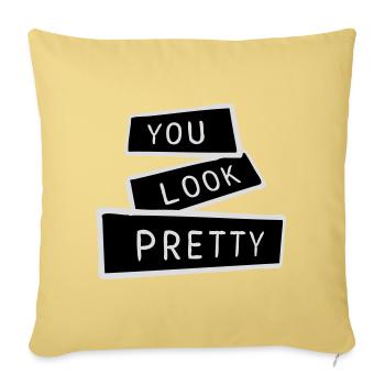 Tu as l’air assez drôle, complément Logo de l’amour de soi - Housse de coussin décorative 45 x 45 cm - jaune délavé - Devant