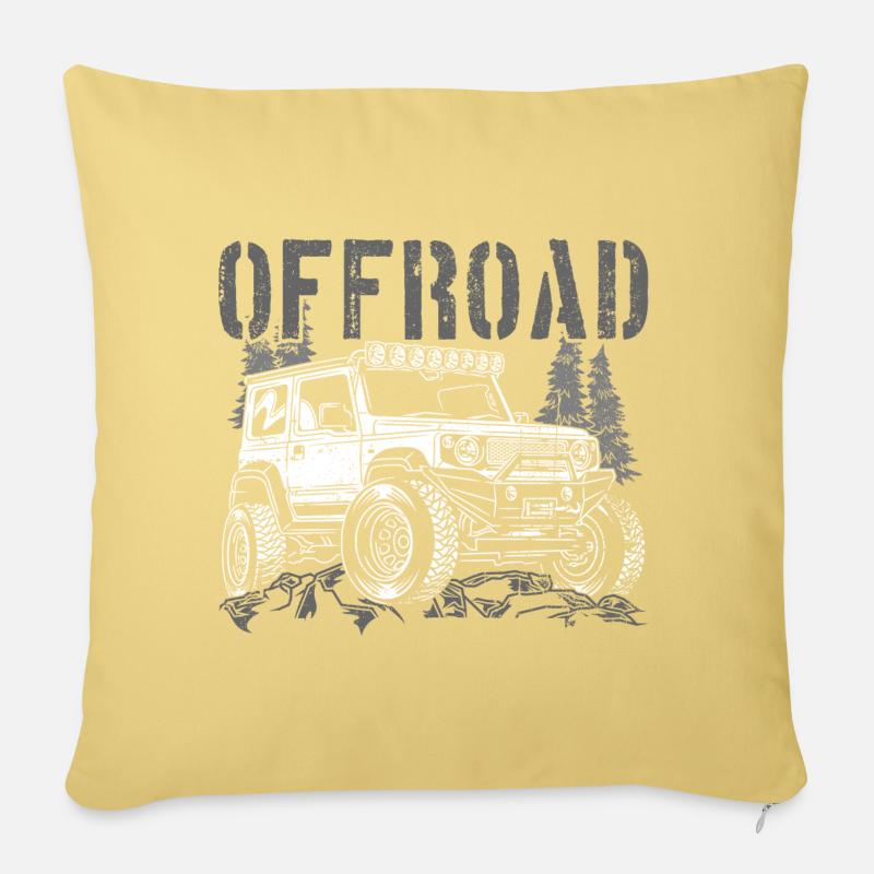 Offroad Jeep Silhouette Abenteuer - Sofakissenbezug 45 x 45 cm - Hellgelb