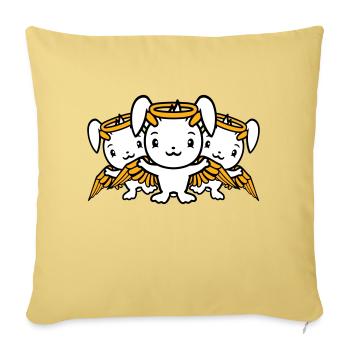 3 Bunnies Angel Wings Halo Sky Team - Sofa pillowcase 17,3'' x 17,3'' (45 x 45 cm) - washed yellow - Front