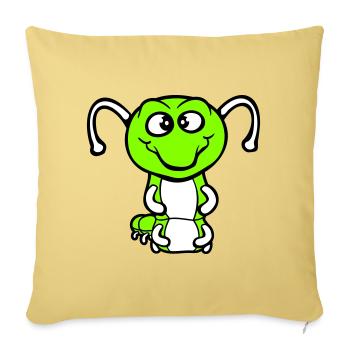 Caterpillar Friendly sweet lovely smiles happy Comic - Sofa pillowcase 17,3'' x 17,3'' (45 x 45 cm) - washed yellow - Front