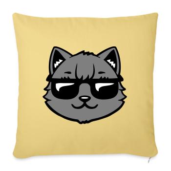Cat Gray Sunglasses Cool Casual Style Look - Sofa pillowcase 17,3'' x 17,3'' (45 x 45 cm) - washed yellow - Front