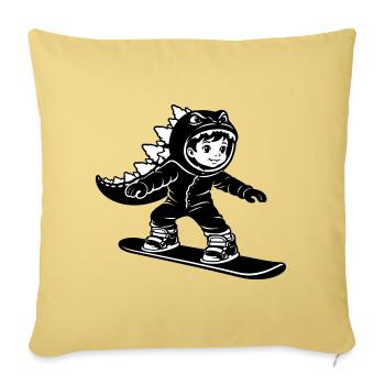 Dragon Garçon du Snowboard - Housse de coussin décorative 45 x 45 cm - jaune délavé - Devant
