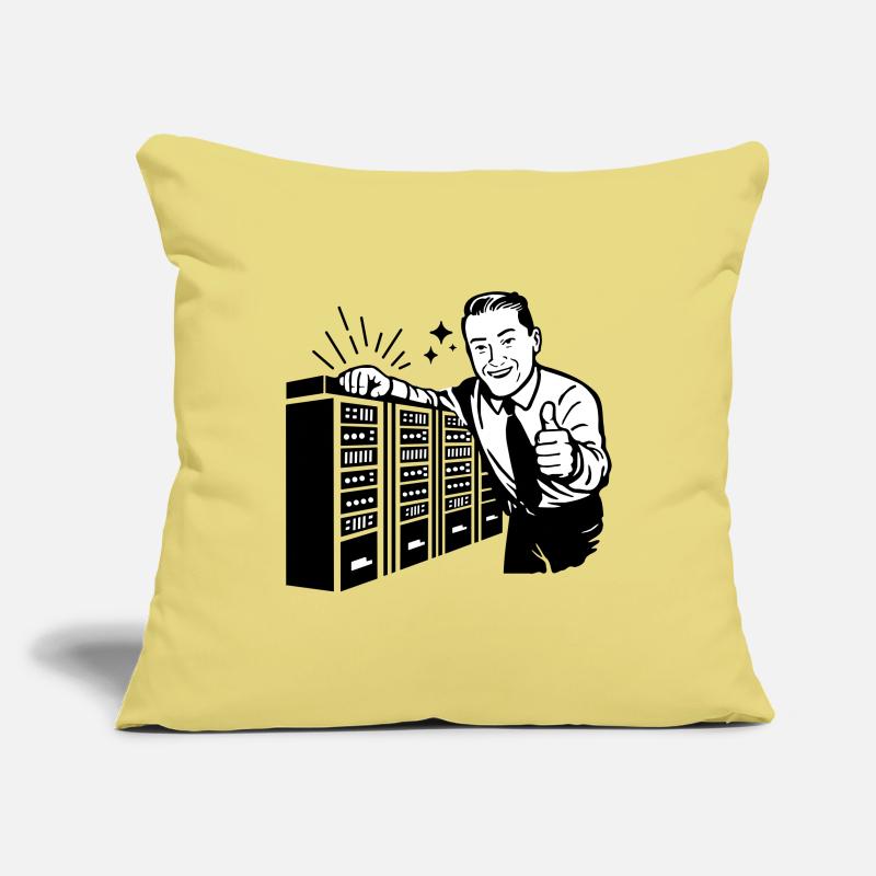 Rétro IT Admin Smiling – Support technique vintage Housse de coussin décorative 45 x 45 cm