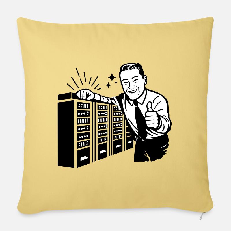 Retro IT-Admin lächelt – Vintage Tech Support - Sofakissenbezug 45 x 45 cm - Hellgelb