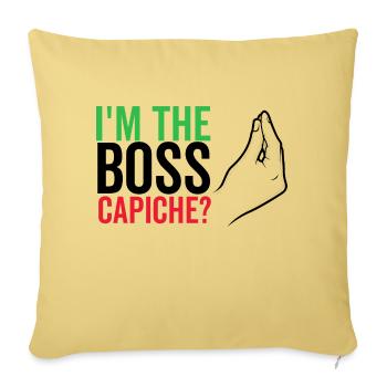 Je suis le patron Capiche - Housse de coussin décorative 45 x 45 cm - jaune délavé - Devant