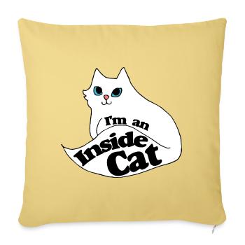 Inside Cat Cartoon Slogan Tee - Housse de coussin décorative 45 x 45 cm - jaune délavé - Devant