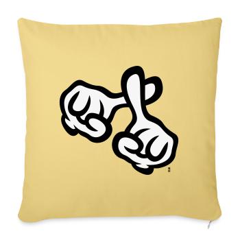 Croisons les doigts (mains / croix / Bible / religion, 2C) - Housse de coussin décorative 45 x 45 cm - jaune délavé - Devant