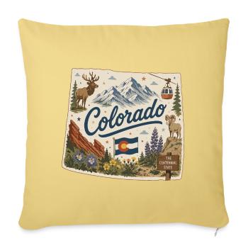 Vintage Colorado Rocky Mountains Kunstaufkleber - Sofakissenbezug 45 x 45 cm - Hellgelb - Vorne