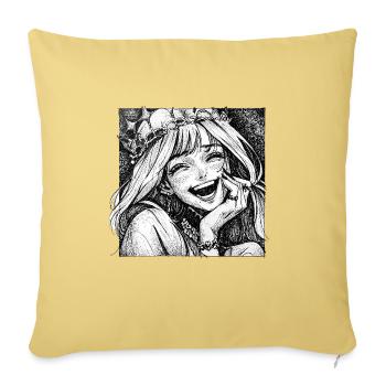 Lächelnde Kronprinzessin Linoldruck - Sofakissenbezug 45 x 45 cm - Hellgelb - Vorne