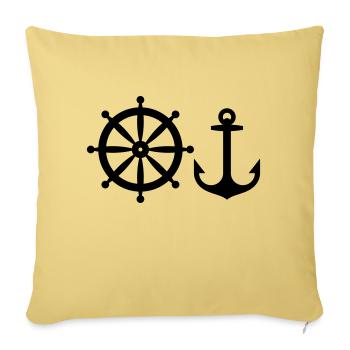Anker und Steuerrad - Sofakissenbezug 45 x 45 cm - Hellgelb - Vorne
