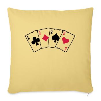 Poker Cards - Pokerkarten - Sofakissenbezug 45 x 45 cm - Hellgelb - Vorne